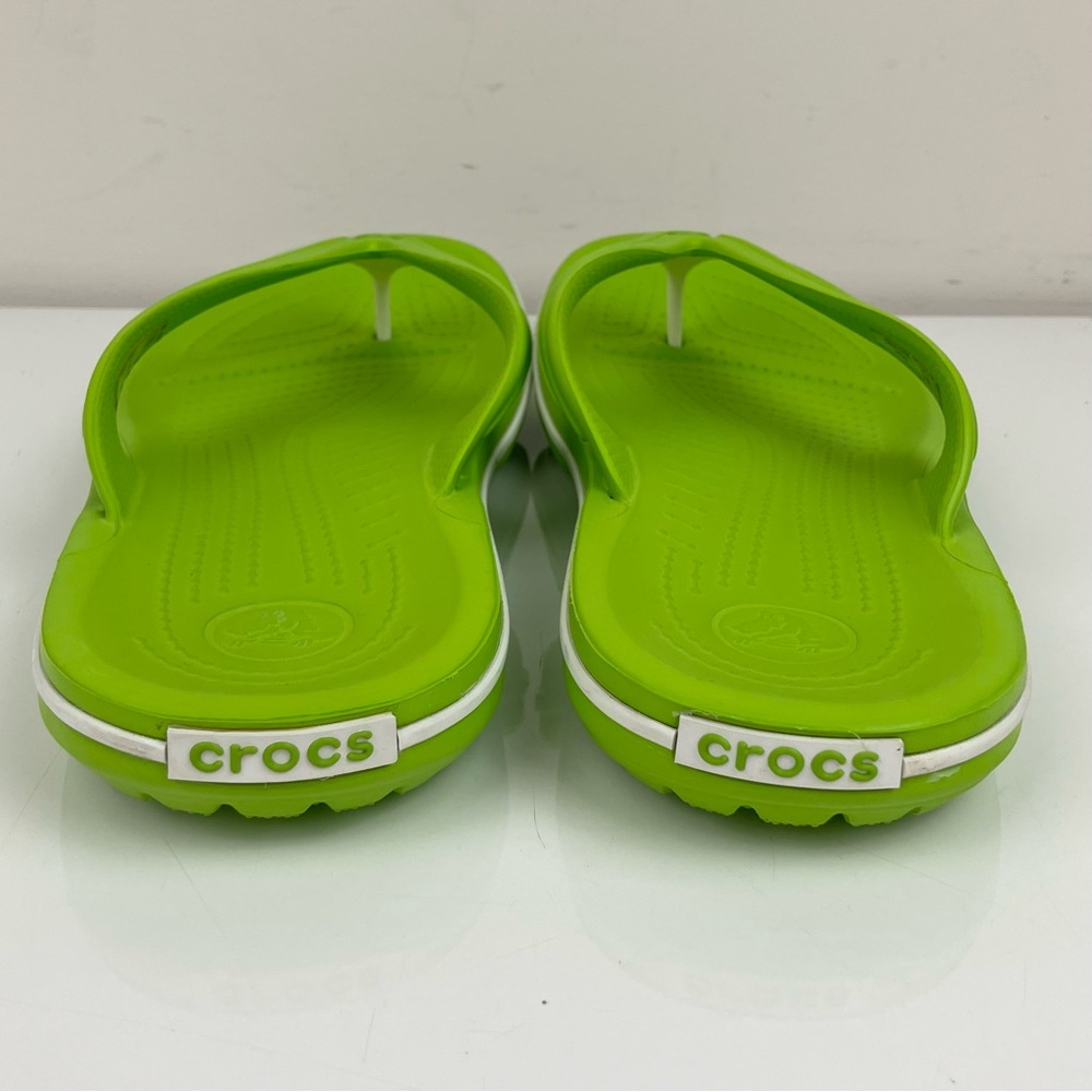 CROCS CROCBAND FLIP FLOPS LIME GREEN THONG SANDALS (WOMEN'S 9/MEN'S 7) - Picture 6 of 9